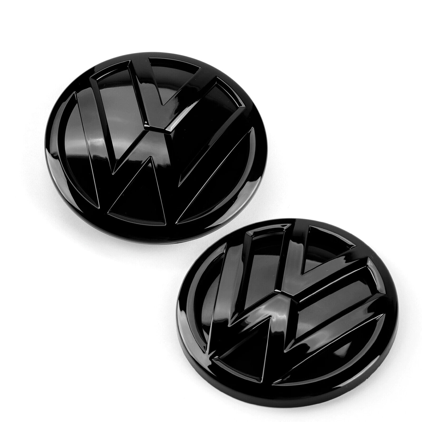 VW Polo 5 (6C) 2014-17 � Coppia Stemma Logo � Anteriore Posteriore � Nero  Lucido � LogOfficina